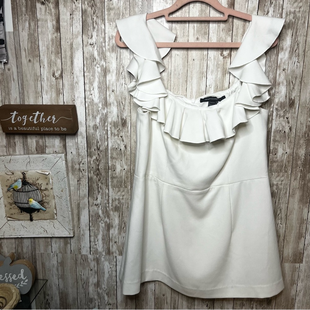 Elegant‎ White Ruffle Dress by French. Connection size 12